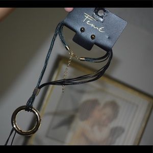 Pretty black Necklace & Earring with Gold Accents